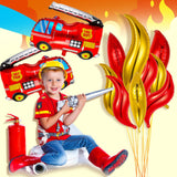 10 Pieces Fire Truck Balloon Party Decorations, Include 8 Fire Balloons and 2 Jumbo Fire Truck Balloon Fire Truck Birthday