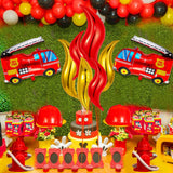 10 Pieces Fire Truck Balloon Party Decorations, Include 8 Fire Balloons and 2 Jumbo Fire Truck Balloon Fire Truck Birthday