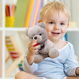 9.8'' Teddy Bear with Rose, Soft Plush Bear Doll Stuffed Animals Toys Valentines Day Decor Gifts for Her/Girlfriend (Gray)