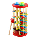 Wooden Ball Drop Toy Kids Pounding Bench Hammer Pound Roll Ramp Toys Children Educational Montessori Gift for Kids Babies In Australia - Darrahopens