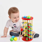 Wooden Ball Drop Toy Kids Pounding Bench Hammer Pound Roll Ramp Toys Children Educational Montessori Gift for Kids Babies