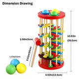 Wooden Ball Drop Toy Kids Pounding Bench Hammer Pound Roll Ramp Toys Children Educational Montessori Gift for Kids Babies In Australia - Darrahopens