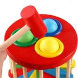 Wooden Ball Drop Toy Kids Pounding Bench Hammer Pound Roll Ramp Toys Children Educational Montessori Gift for Kids Babies