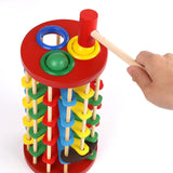 Wooden Ball Drop Toy Kids Pounding Bench Hammer Pound Roll Ramp Toys Children Educational Montessori Gift for Kids Babies