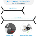 Bed Sheet Straps, 2Pcs Elastic Adjustable Bed Sheet Holder Straps, Fitted Sheet Straps to Hold Sheets in Place (Black)
