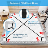 Bed Sheet Straps, 2Pcs Elastic Adjustable Bed Sheet Holder Straps, Fitted Sheet Straps to Hold Sheets in Place (Black)