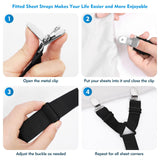 Bed Sheet Straps, 2Pcs Elastic Adjustable Bed Sheet Holder Straps, Fitted Sheet Straps to Hold Sheets in Place (Black)