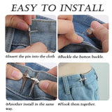 Pant Waist Tightener, 4 Sets Adjustable Star Button for Loose Jeans, No Sew and No Tools, Jeans Button Pins Adjuster