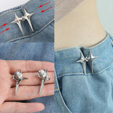 Pant Waist Tightener, 4 Sets Adjustable Star Button for Loose Jeans, No Sew and No Tools, Jeans Button Pins Adjuster