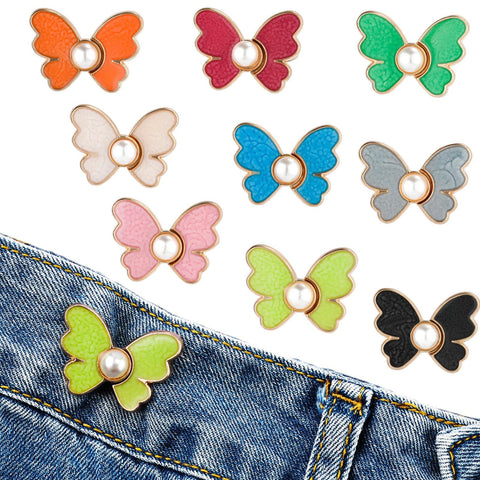 9 Pairs Butterfly Pants Button Tightener, Colorful Adjustable Waist Buckle Detachable Pearls Jeans Button Extender In Australia - Darrahopens