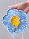 Lick Mat for Dogs Cats Flower Shaped Pet Slow Feeder Dog Cat Puppy Bowl Lick Pad for Dog Fun Alternative Blue one-Size