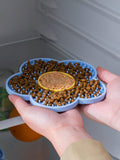 Lick Mat for Dogs Cats Flower Shaped Pet Slow Feeder Dog Cat Puppy Bowl Lick Pad for Dog Fun Alternative Blue one-Size