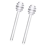 2Pcs 6" Glass Honey Dipper Sticks Stirring Sticks Server Honey Spoon Dipper Stirrer Honey Wand for Honey Pot, Clear