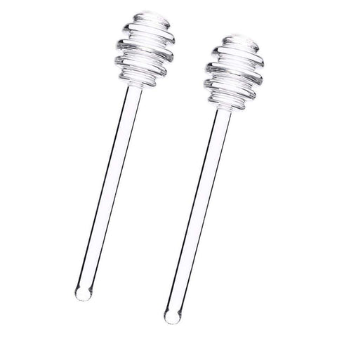 2Pcs 6" Glass Honey Dipper Sticks Stirring Sticks Server Honey Spoon Dipper Stirrer Honey Wand for Honey Pot, Clear