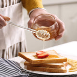 2Pcs 6" Glass Honey Dipper Sticks Stirring Sticks Server Honey Spoon Dipper Stirrer Honey Wand for Honey Pot, Clear