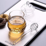 2Pcs 6" Glass Honey Dipper Sticks Stirring Sticks Server Honey Spoon Dipper Stirrer Honey Wand for Honey Pot, Clear