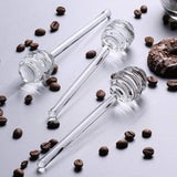 2Pcs 6" Glass Honey Dipper Sticks Stirring Sticks Server Honey Spoon Dipper Stirrer Honey Wand for Honey Pot, Clear