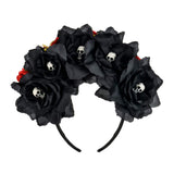 Floral Fall Women Day of the Dead Flower Crown Festival Headband Rose Mexican Floral Headpiece HC-23 (Black Rose) In Australia - Darrahopens