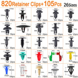 925Pcs Car Bumper Retainer Clips Plastic Rivets Fasteners Tailgate Handle Rod Clip, 26 Most Popular Sizes Auto Push Pin