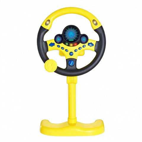 Steering Wheel Driving Toy, Simulated Steering Wheel for Kids, Electric Car Steering Wheel Toys, Simulation Copilots , (Yellow)