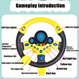 Steering Wheel Driving Toy, Simulated Steering Wheel for Kids, Electric Car Steering Wheel Toys, Simulation Copilots , (Yellow)