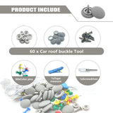 60PCS Car Roof Headliner Repair Kit, Auto Roof Snap Rivets Retainer for Interior Cloth Fixing Repair Buckle (Grey Grid) In Australia - Darrahopens