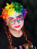 Dazzling Sunflower crown Boho crown Sunflower headband Flower Hair Accessory (Rainbow) Elastic band fits most heads