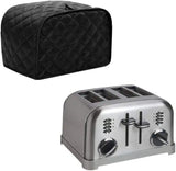 4 Slice Toaster Cover, Kitchen Small Appliance Cover Fingerprint and Greasy Protection,Machine Washable Polyester Toaster (Black)