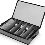 Silverware Organizer Chest,Stackable Flatware Storage Case,Spoon Tableware Storage Box With 4 Dividers for Moving Transport