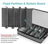 Silverware Organizer Chest,Stackable Flatware Storage Case,Spoon Tableware Storage Box With 4 Dividers for Moving Transport