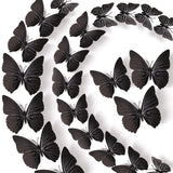 72 PCS Black Removable 3D DIY Beautiful Butterfly Wall Decals Colorful Butterflies Art Decor Wall Stickers Murals (Black)