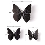 72 PCS Black Removable 3D DIY Beautiful Butterfly Wall Decals Colorful Butterflies Art Decor Wall Stickers Murals (Black)