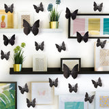 72 PCS Black Removable 3D DIY Beautiful Butterfly Wall Decals Colorful Butterflies Art Decor Wall Stickers Murals (Black)
