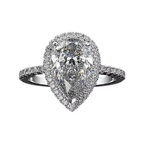 Ladies Classic Ring Fashion Elegant Drop Pear Shape Ring Engagement Wedding Ring Ideas Sparkling Drop Shaped Zircon Sizes 6