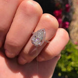 Ladies Classic Ring Fashion Elegant Drop Pear Shape Ring Engagement Wedding Ring Ideas Sparkling Drop Shaped Zircon Sizes 6