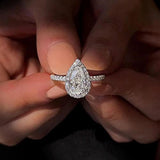 Ladies Classic Ring Fashion Elegant Drop Pear Shape Ring Engagement Wedding Ring Ideas Sparkling Drop Shaped Zircon Sizes 6