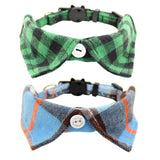 Lapel Cat Collar Breakaway with Bell, Plaid Turndown Collar Cat Collar for Kittens Adjustable 9-11in (2pcs Green&Light Blue) In Australia - Darrahopens
