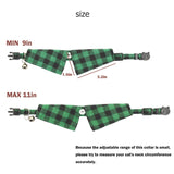 Lapel Cat Collar Breakaway with Bell, Plaid Turndown Collar Cat Collar for Kittens Adjustable 9-11in (2pcs Green&Light Blue) In Australia - Darrahopens
