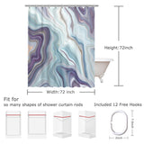 RosieLily Purple Shower Curtain,Blue Shower Curtains for Bathroom, Abstract Shower Curtain Set with 12 Hooks, 72Wx72H