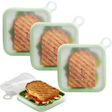 3 Pcs Sandwich Containers, Silicone Sandwich Storage for Lunch Boxes, BPA Free, Leakproof, Reusable Sandwich Holder for Fruit