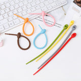 16 PCS Silicone Twist Ties,Color Silicone Cable Tie,Reusable Rubber Cable Tie,Multi-Purpose Elastic Wire Tie,Wire Organizer