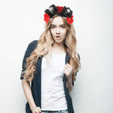Halloween Rose Skull Headband Flower Crown Hair Bands Wreath Garland Floral Headpiece Women Leaf Hairband Hair Hoops Party