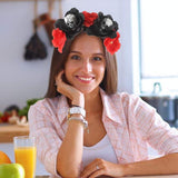 Halloween Rose Skull Headband Flower Crown Hair Bands Wreath Garland Floral Headpiece Women Leaf Hairband Hair Hoops Party