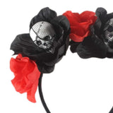 Halloween Rose Skull Headband Flower Crown Hair Bands Wreath Garland Floral Headpiece Women Leaf Hairband Hair Hoops Party