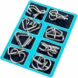 Metal Wire Puzzle Set of 24 with Pouch,Brain Teaser IQ Test Disentanglemen Iron Link Unlock Interlock Game Chinese Ring Magic