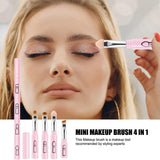 3 Pcs Makeup Brushes Retractable Travel Portable Eyeshadow Sponge Eyeshadow Eyebrow Brush Combination Design
