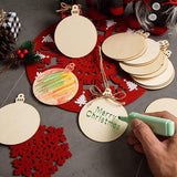 Pack of 50 Wooden Crafts to Paint Christmas Tree Hanging Ornaments Unfinished Wood Cutouts Christmas Decoration DIY Crafts