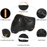 Heavy Duty Small Motorcycle Cover, All Season Durable Waterproof Outdoor Protection Scooter Cover with Lock-Holes Storage