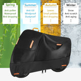 Heavy Duty Small Motorcycle Cover, All Season Durable Waterproof Outdoor Protection Scooter Cover with Lock-Holes Storage