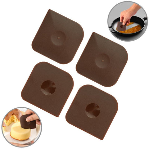 Pan Scrapers Dish Scraper Tool Set, 4Pack Food Scraper Polycarbonate Plastic Pan Pot Scraper, Cast Iron Cleaner Scraper Iron
